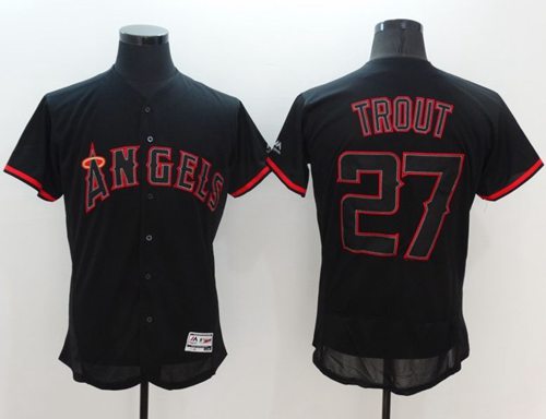 Women's Los Angeles Angels #27 Mike Trout Black Fashion Stitched Baseball Jersey