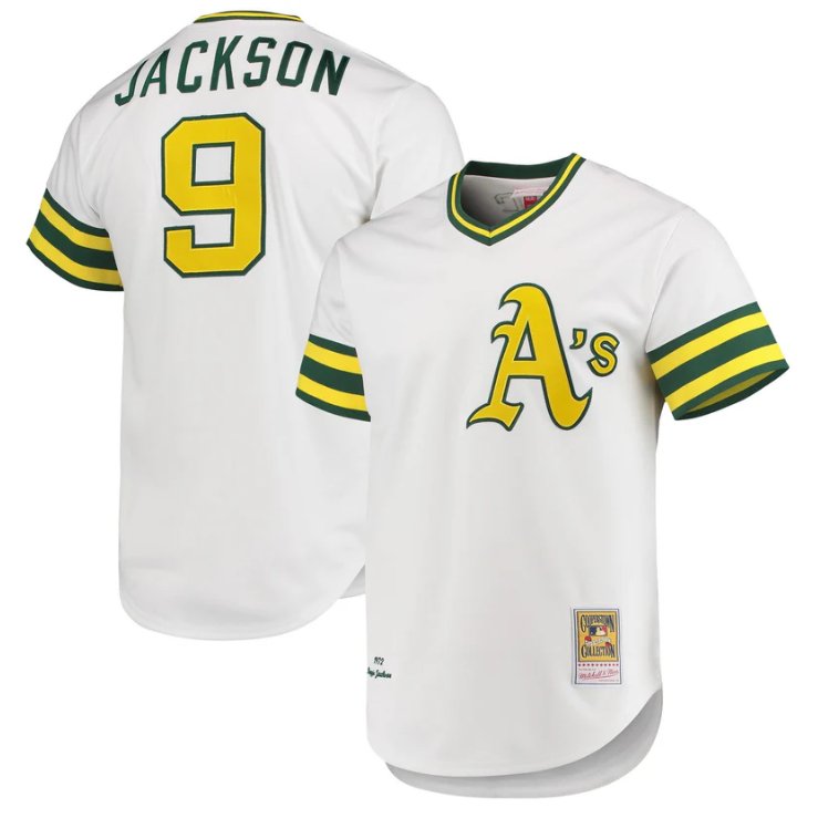 Men's Reggie Jackson Oakland Athletics 1972 Cooperstown White Stitched Jersey
