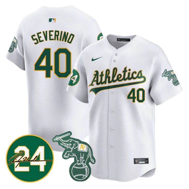 Men's Luis Severino Jersey #40 Oakland Athletics 2025 Rickey Henderson Memorial Stitched White