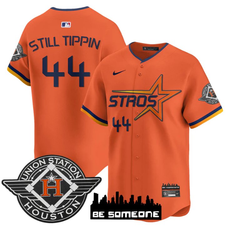 Men's Still Tippin Jersey #44 Houston Astros 2025 City Connect Vapor Premier Limited Stitched Orange
