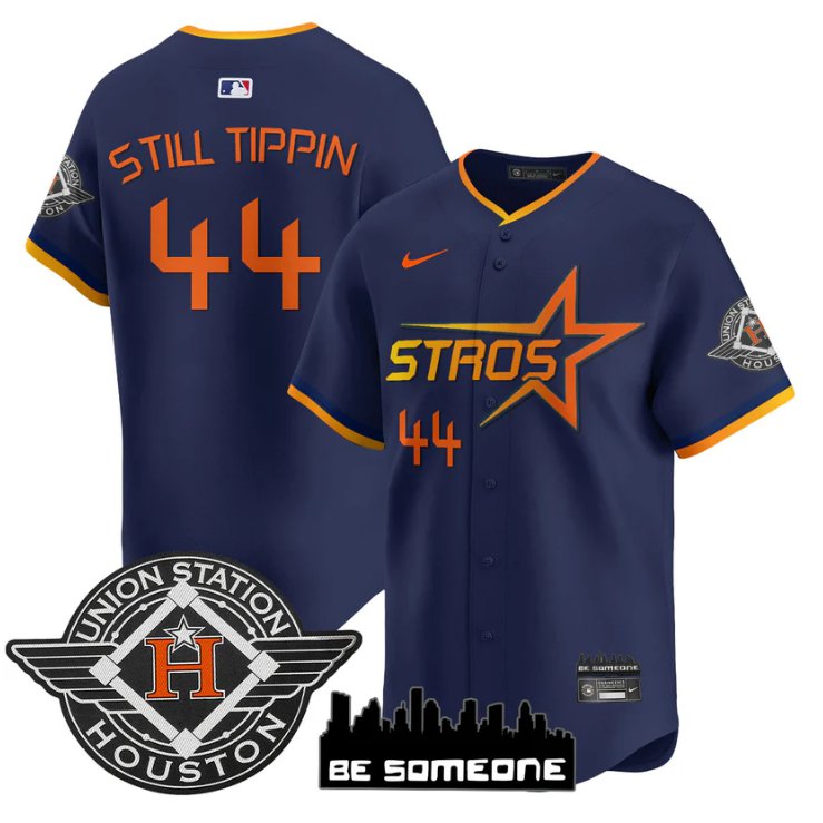 Men's Still Tippin Jersey #44 Houston Astros 2025 City Connect Vapor Premier Limited Stitched Navy