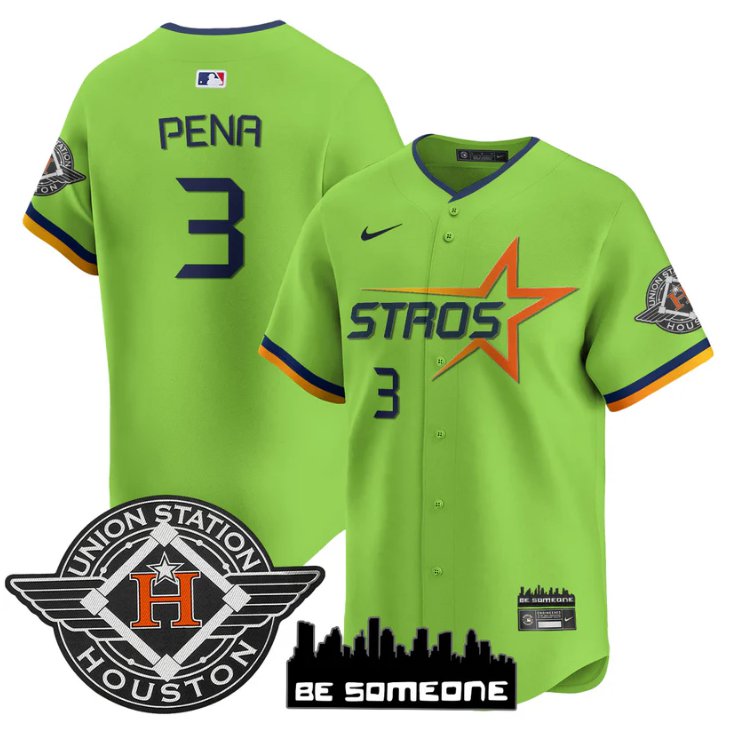 Men's Houston Astros #3 Jeremy Pena Green 2025 City Connect Limited Stitched Jersey