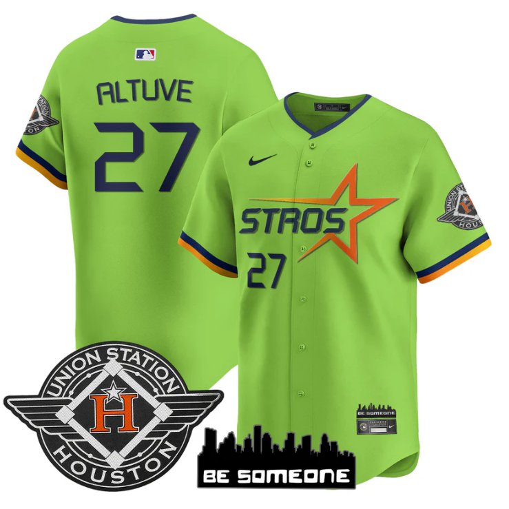 Men's Houston Astros #27 José Altuve Green 2025 City Connect Limited Stitched Jersey
