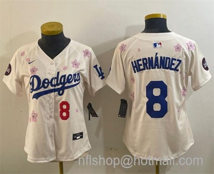 Women's Los Angeles Dodgers #8 Enrique Hernandez Cream 2025 Tokyo Series Limited Stitched Baseball Jersey