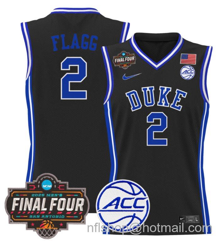 Men's Cooper Flagg Jersey #2 Duke Blue Devils 2025 Final Four Patch Stitched Black