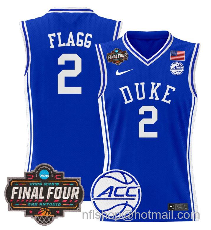 Men's Cooper Flagg Jersey #2 Duke Blue Devils 2025 Final Four Patch Stitched Royal