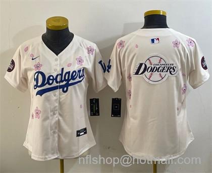 Women's Los Angeles Dodgers Team Big Logo Cream 2025 Tokyo Series Limited Stitched Baseball Jersey