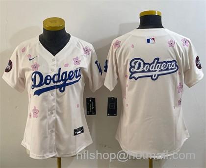 Women's Los Angeles Dodgers Team Big Logo Cream 2025 Tokyo Series Limited Stitched Baseball Jerseys