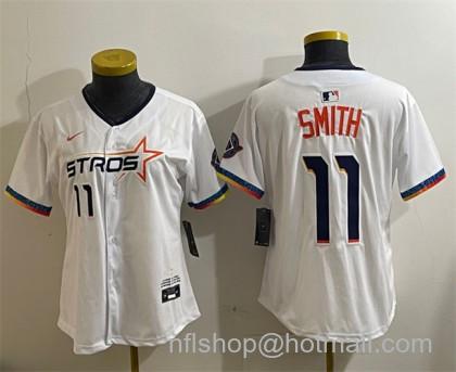 Women's Houston Astros #11 Cam Smith White 2025 City Connect Limited Stitched Baseball Jersey