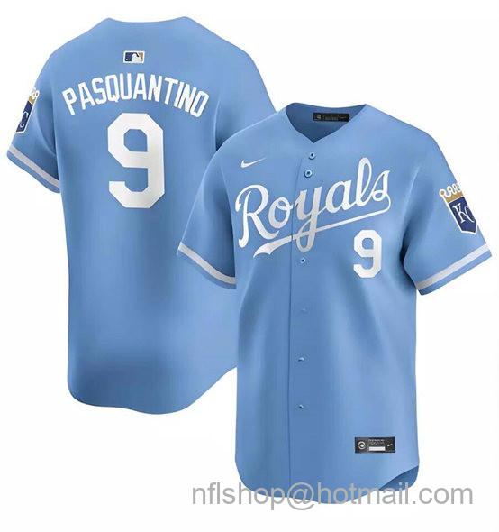 Youth Kansas City Royals #9 Vinnie Pasquantino Light Blue Alternate Limited Stitched Baseball Jersey