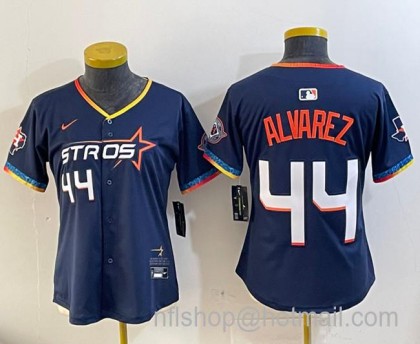Women's Houston Astros #44 Yordan Alvarez Navy 2025 City Connect With Texas Patch Limited Stitched Baseball Jersey