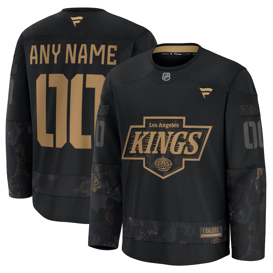 Men's Los Angeles Kings Custom Black 2024 Military Appreciation Stitched NHL Hockey Jersey