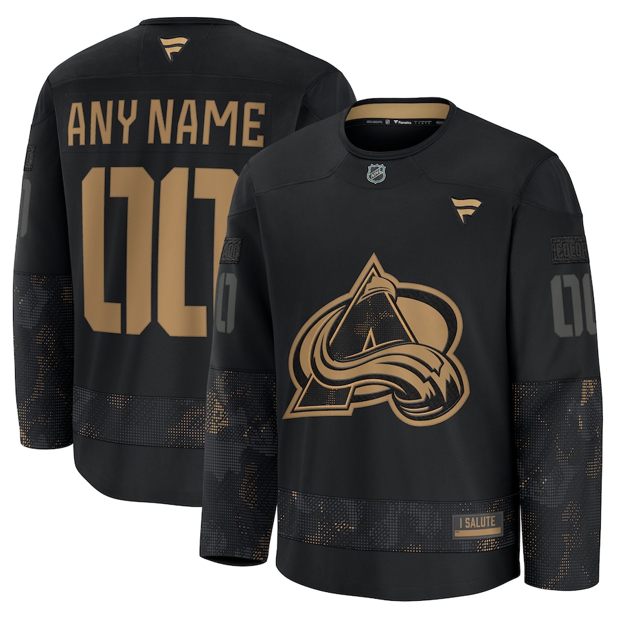 Men's Colorado Avalanche Custom Black 2024 Military Appreciation Stitched NHL Hockey Jersey