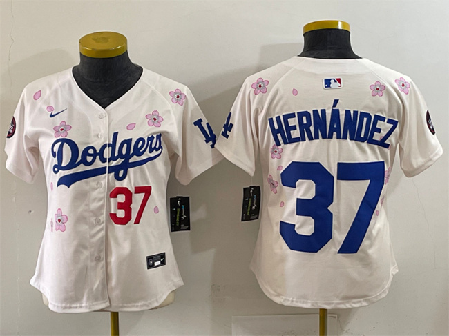 Women's Los Angeles Dodgers #37 Teoscar Hernandez Cream 2025 Tokyo Series Limited Stitched Baseball Jersey