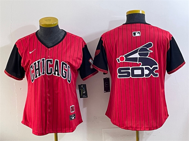 Women's Chicago White Sox Team Big Logo Red Black 2025 City Connect Limited Stitched MLB Team Jersey