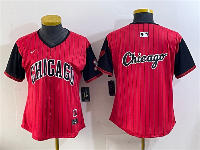 Women's Chicago White Sox Team Big Logo Red Black 2025 City Connect Limited Stitched Baseball Jerseys