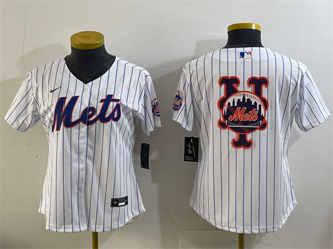 Women's New York Mets Team Big Logo White Cool Base Stitched Baseball Jerseys