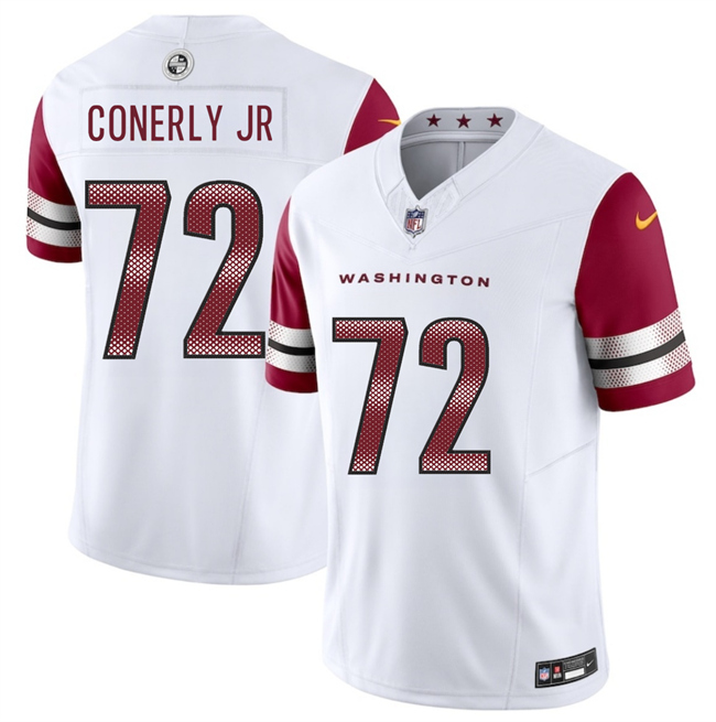 Men's Washington Commanders #72 Josh Conerly Jr White 2025 Draft F.U.S.E. Vapor Limited Stitched Football Jersey