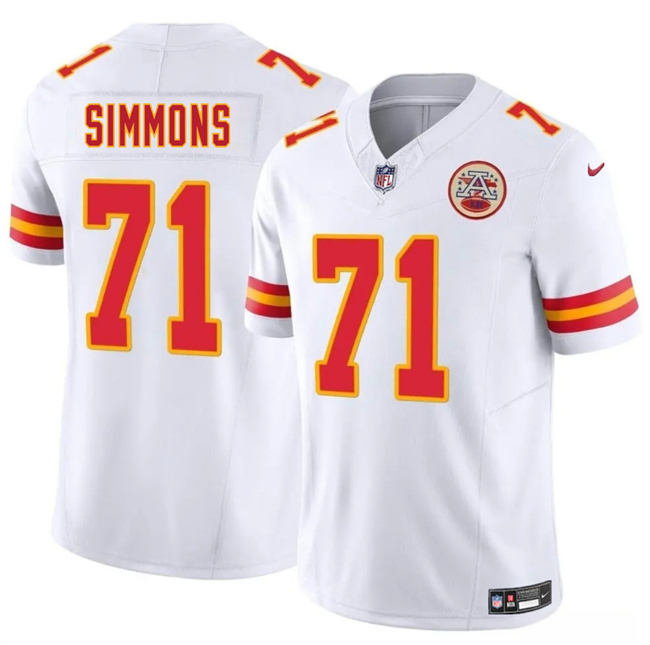 Youth Kansas City Chiefs #71 Josh Simmons White 2025 Draft F.U.S.E.Vapor Limited Stitched Football Jersey