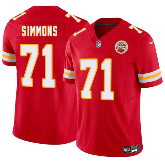 Youth Kansas City Chiefs #71 Josh Simmons Red 2025 Draft F.U.S.E. Vapor Limited Stitched Football Jersey