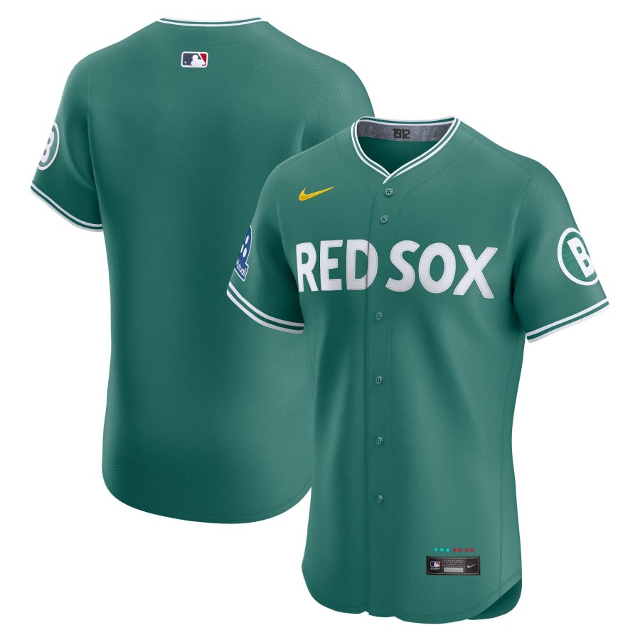 Men's Boston Red Sox Blank Nike 2025 City Connect MLB Flex Base Jersey With Sponsor Patch - Green