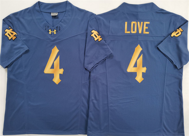 Men's Notre Dame Fighting Irish #4 Jeremiyah Love Navy Blue 2025 F.U.S.E. Limited Stitched Jersey