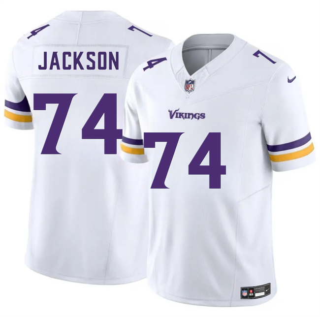 Men's Minnesota Vikings #74 Donovan Jackson White 2025 Draft F.U.S.E. Vapor Limited Stitched Jersey