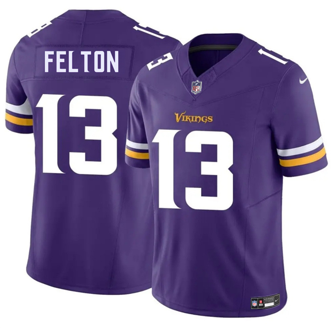 Men's Minnesota Vikings #13 Tai Felton Purple 2025 Draft F.U.S.E. Vapor Limited Stitched Jersey