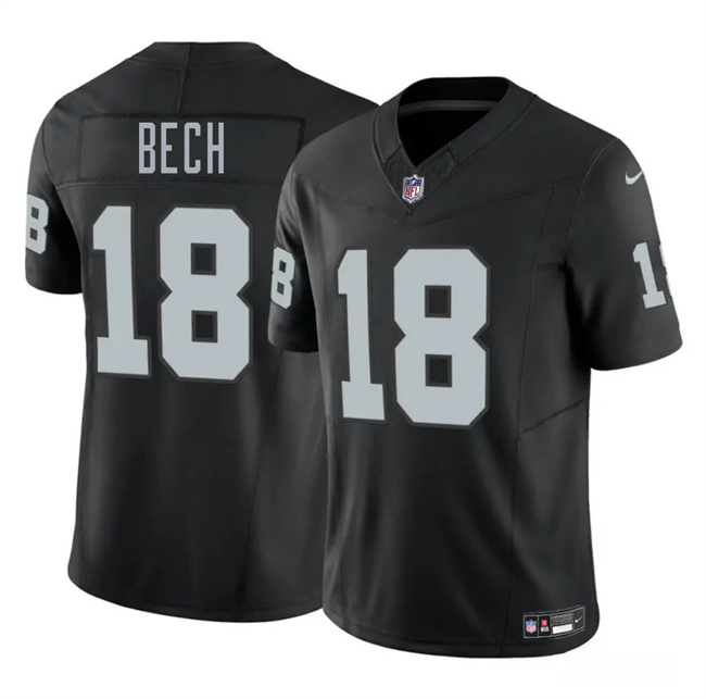Men's Las Vegas Raiders #18 Jack Bech Black 2025 Draft F.U.S.E. Vapor Limited Stitched Football Jersey