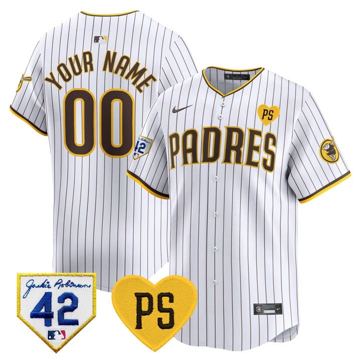 San Diego Padres White “For Peter” & Robinson Patch Vapor Premier Limited Custom Jersey – All Stitched