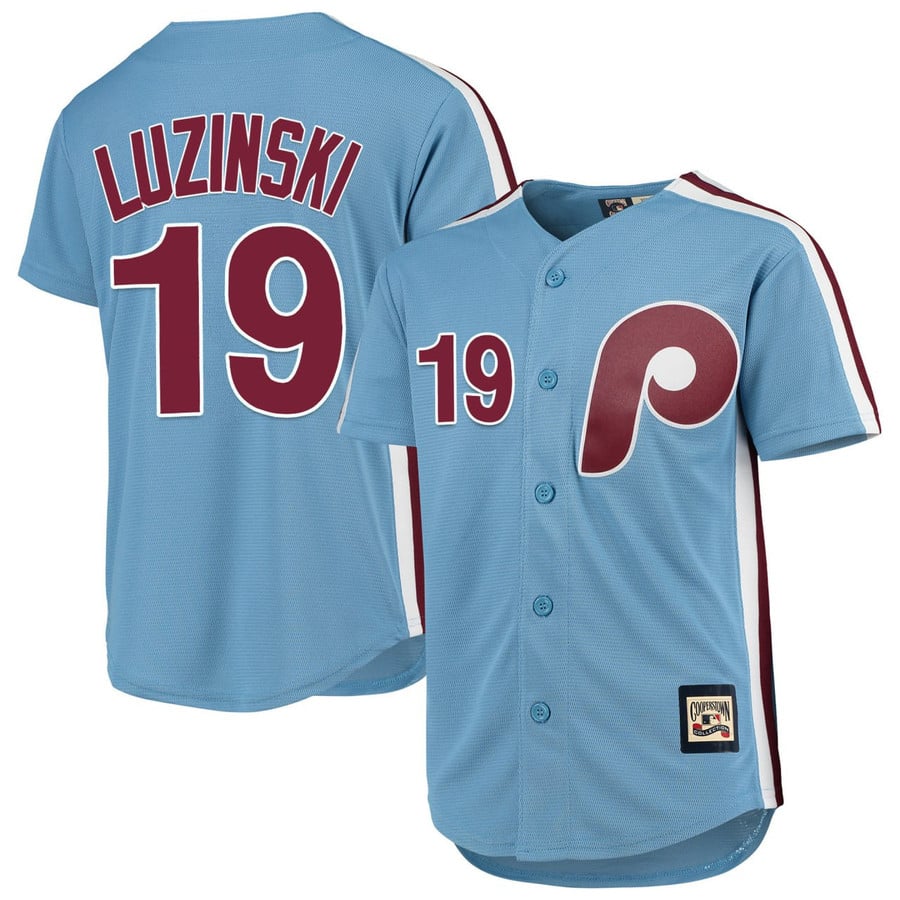 Men's Philadelphia Phillies #19 Greg Luzinski Light Blue Stitched Jersey