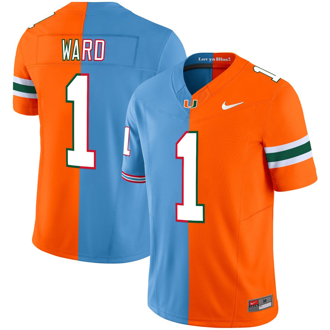 Men's Cam Ward Miami Hurricanes x Tennessee Titans Split Vapor Limited Jersey V2