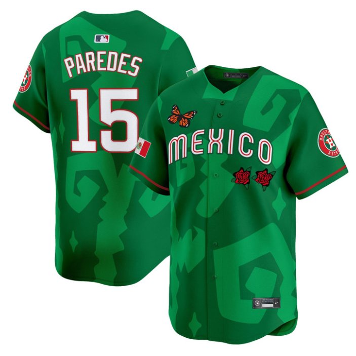 Men's Houston Astros #15 Isaac Paredes Green Mexican Heritage 2025 Sentrock Limited Stitched Baseball Jersey