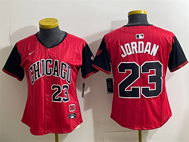 Women's Chicago White Sox #23 Michael Jordan Red Black 2025 City Connect Limited Stitched Baseball Jersey