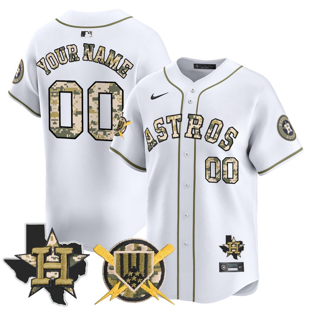 Houston Astros Armed Forces Day Vapor Premier Limited Custom White Jersey V2 - All Stitched