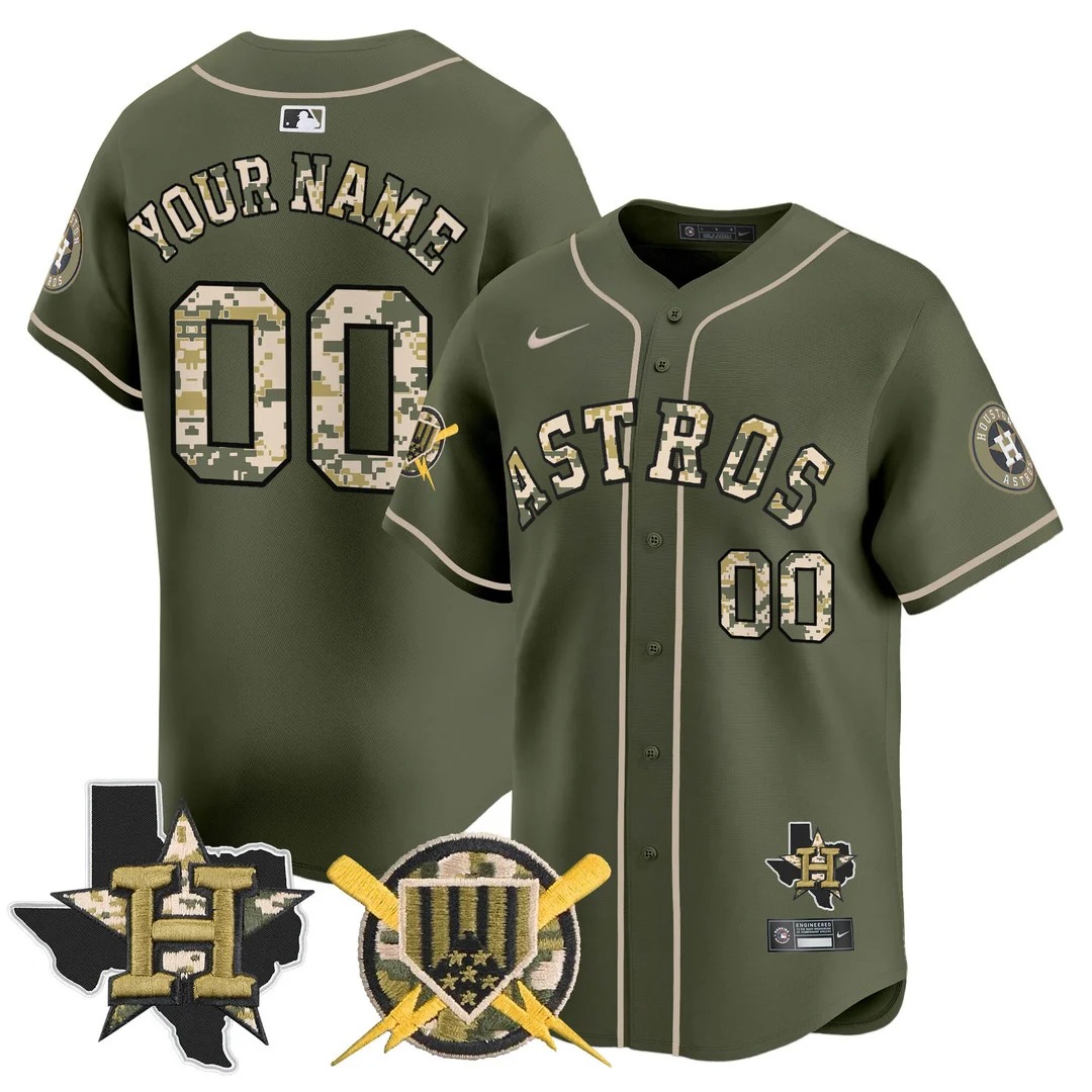 Houston Astros Armed Forces Day Vapor Premier Limited Custom Home Jersey V2 - All Stitched