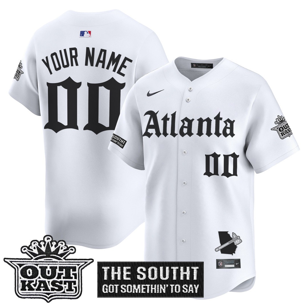 Atlanta Braves Custom White 'Gothic South x Outkast Edition' Vapor Premier Limited Stitched Jersey