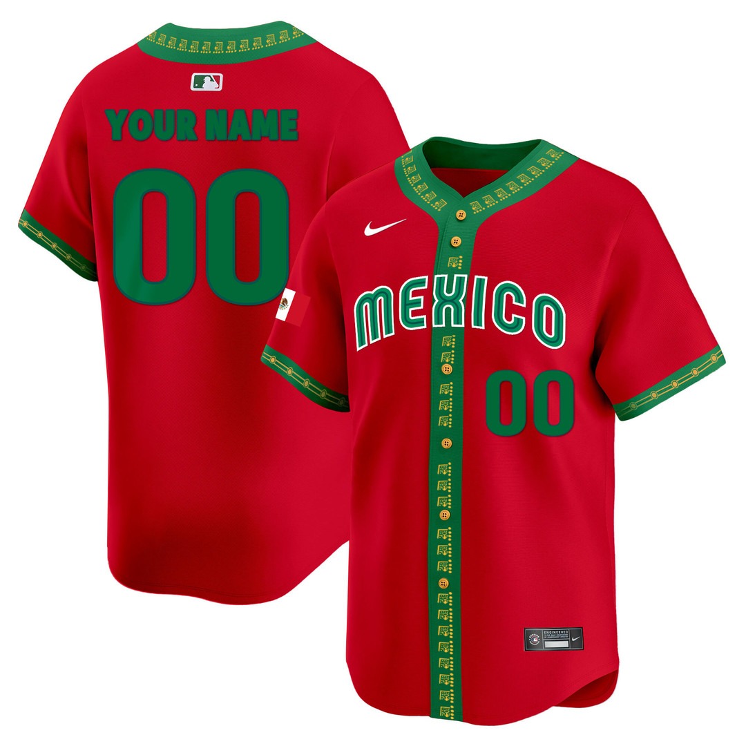 Mexico Red Vapor Premier Limited Custom Jersey - All Stitched