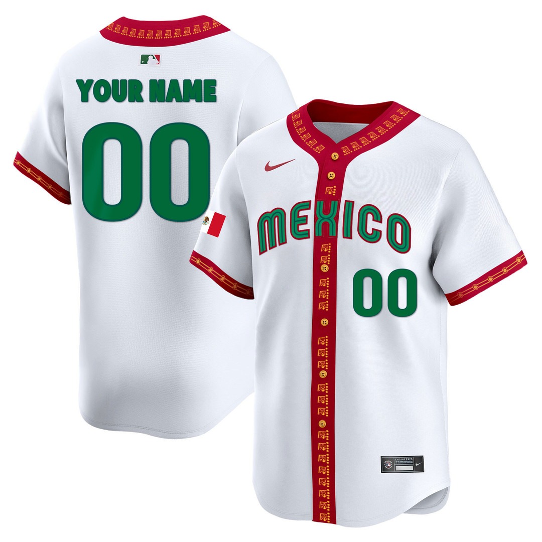 Mexico White Vapor Premier Limited Custom Jersey - All Stitched
