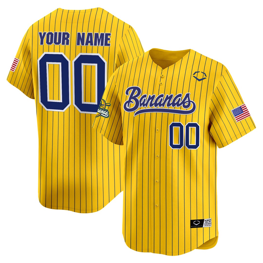 Savannah Bananas Pinstripe Vapor Premier Limited Custom Jersey - All stitched