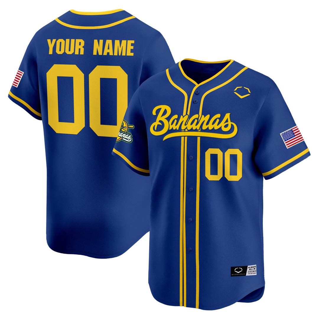 Savannah Bananas Royal Vapor Premier Limited Custom Jersey - All stitched