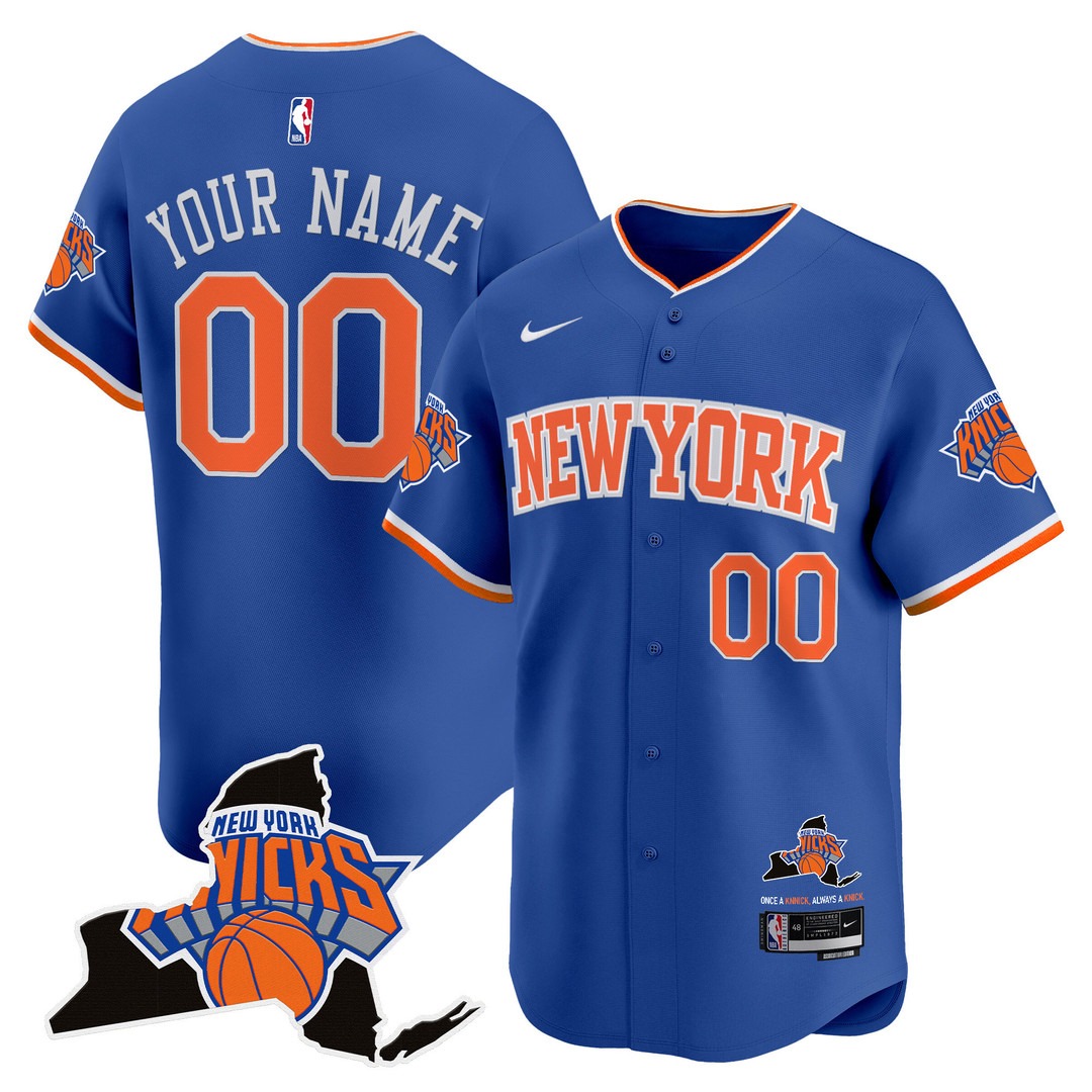 New York Knicks Vapor Baseball Custom Icon Royal Jersey - All Stitched