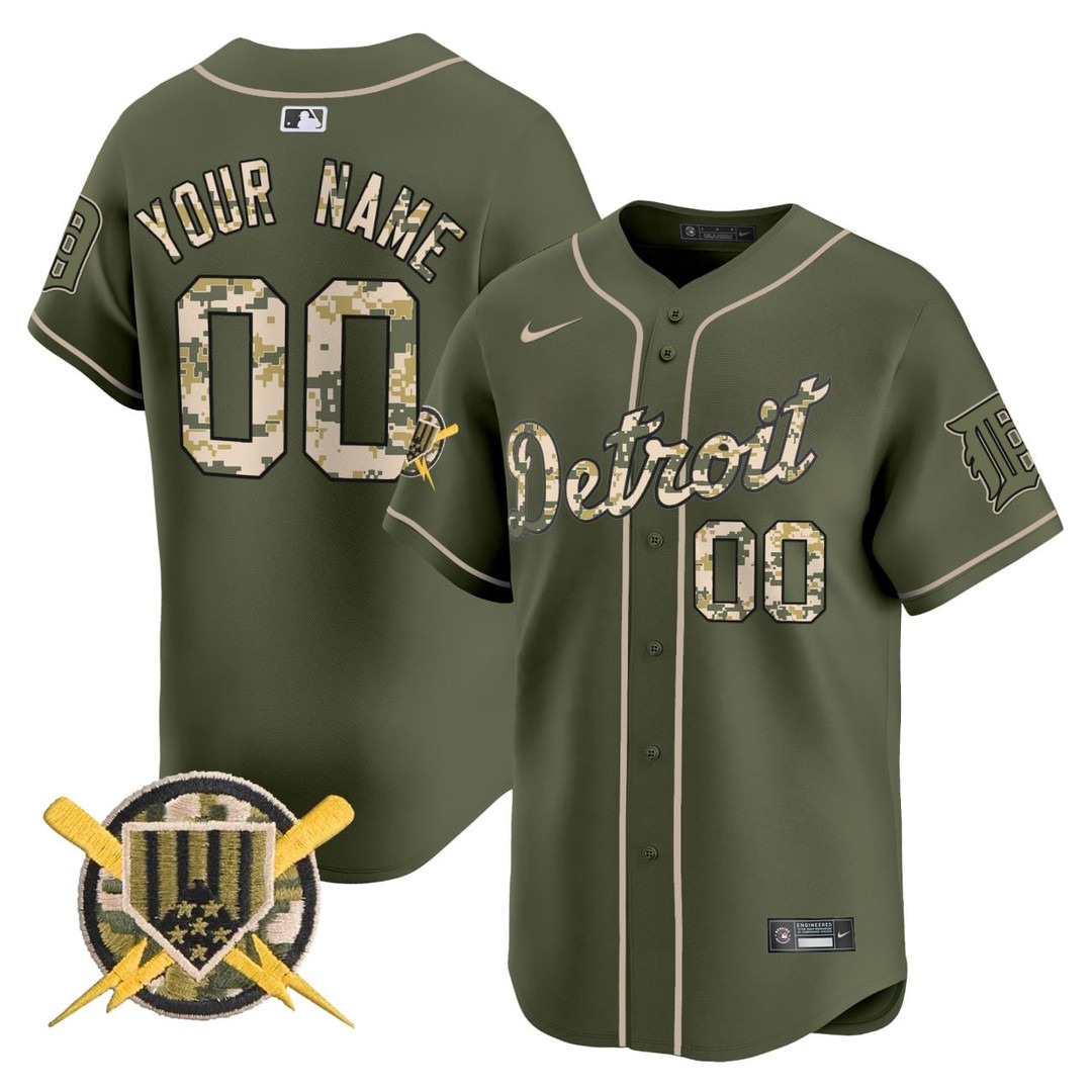 Detroit Tigers Armed Forces Day Baseball Custom Jersey - All Stitched