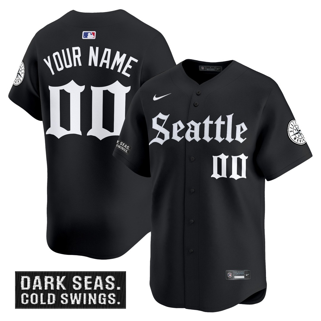 Seattle Mariners 'Deep Sea Gothic Edition' Vapor Premier Limited Custom Black Jersey - All Stitched