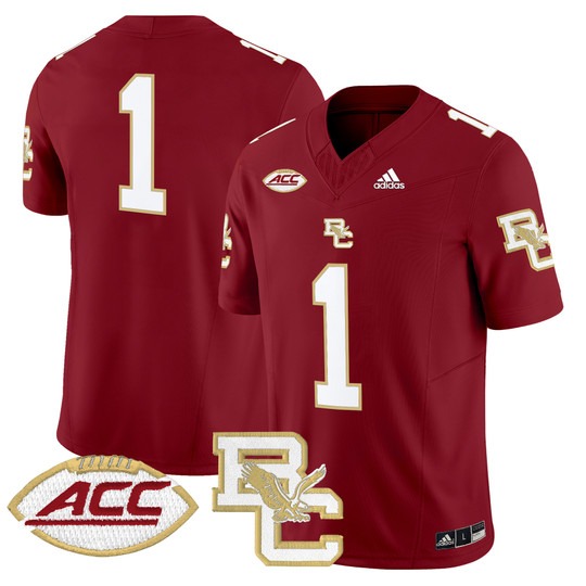 Men's Boston College Eagles #1 Team Maroon 2024 Vapor Limited Stitched Football Jersey