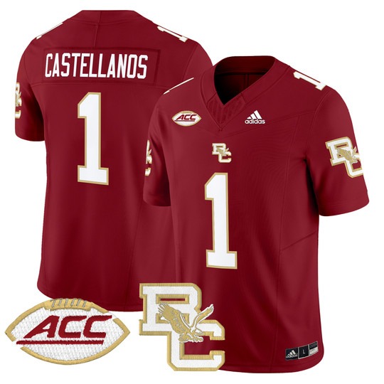 Men's Boston College Eagles #1 Thomas Castellanos Maroon 2024 Vapor Limited Stitched Football Jersey