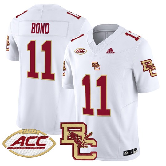 Men's Boston College Eagles #11 Lewis Bond White 2024 Vapor Limited Stitched Football Jersey