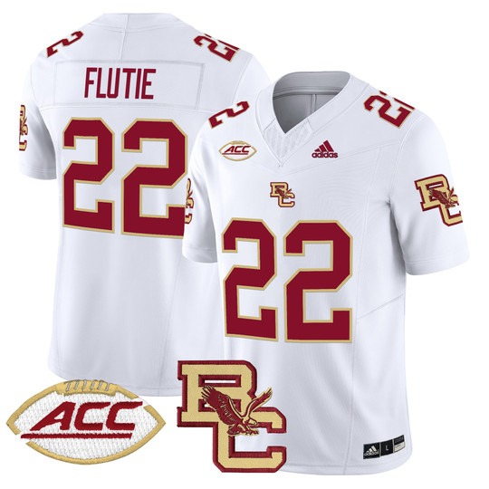 Men's Boston College Eagles #22 Doug Flutie White 2024 Vapor Limited Stitched Football Jersey