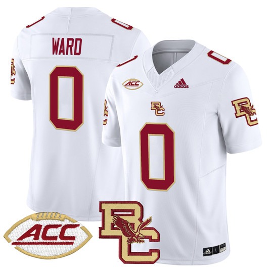 Men's Boston College Eagles #0 Treshaun Ward White 2024 Vapor Limited Stitched Football Jersey