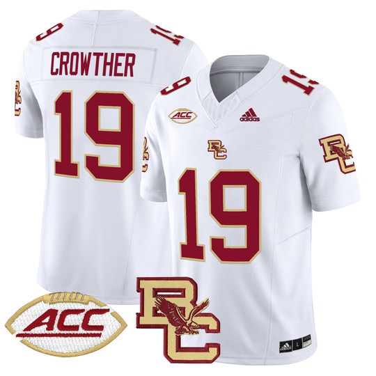 Men's Boston College Eagles #19 Welles Crowther White 2024 Vapor Limited Stitched Football Jersey